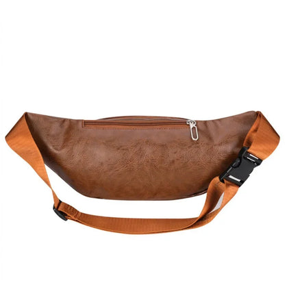Fashion PU Leather Men's Waist Outdoor Chest Large Capacity Male Crossbody Cell Phone Bag Waterproof Fanny Packs