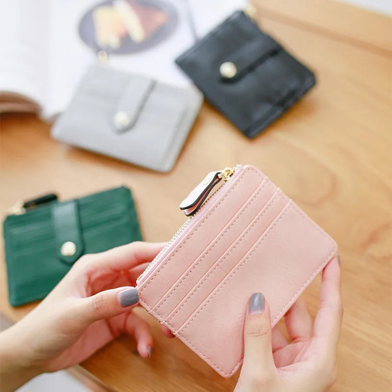 Fashion PU Leather Women Bank Card Holders Portable Mini Credit Card Wallet Purse for Girls Travel Cards Coin Purse Porte Carte