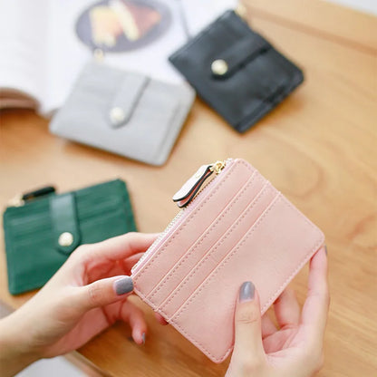 Fashion PU Leather Women Bank Card Holders Portable Mini Credit Card Wallet Purse for Girls Travel Cards Coin Purse Porte Carte