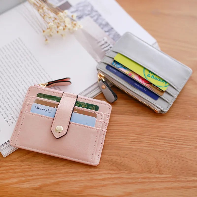 Fashion PU Leather Women Bank Card Holders Portable Mini Credit Card Wallet Purse for Girls Travel Cards Coin Purse Porte Carte