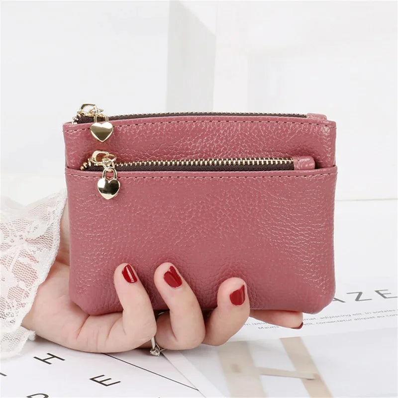 Fashion PU Leather Women's Short Wallet Mini Coin Purse Zipper Change Purses Card Holder Key Pocket Ladies Money Clip