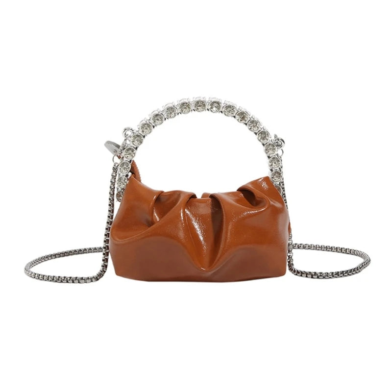 Fashion Pleated Shoulder Bags Mini Cellphone Bag Crossbody Bag Ruched Design Trendy Bag Versatile Travel Bag