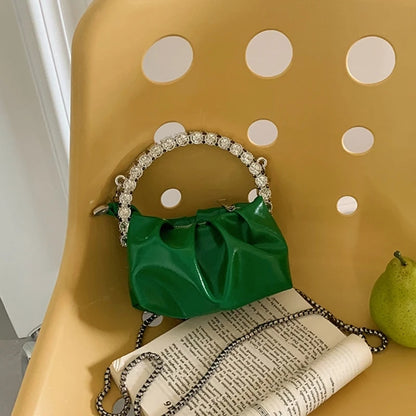 Fashion Pleated Shoulder Bags Mini Cellphone Bag Crossbody Bag Ruched Design Trendy Bag Versatile Travel Bag
