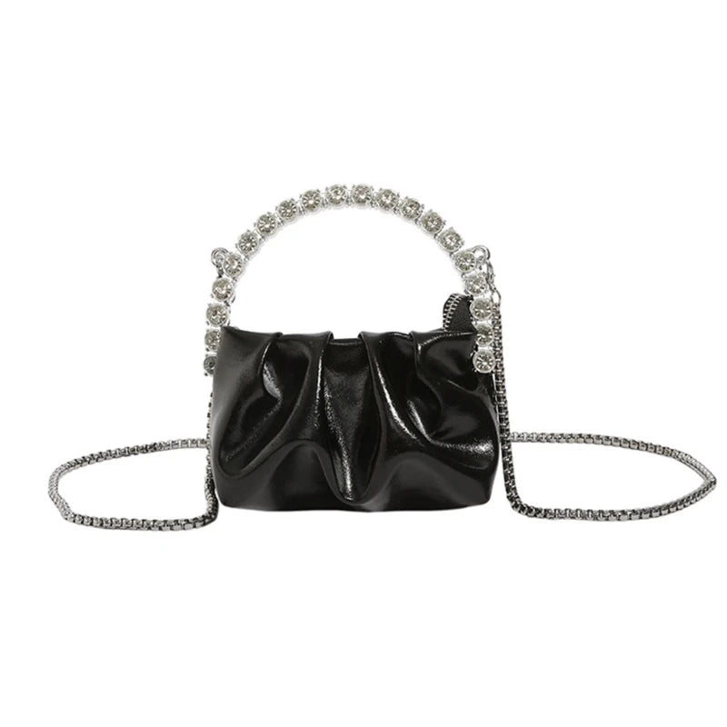Fashion Pleated Shoulder Bags Mini Cellphone Bag Crossbody Bag Ruched Design Trendy Bag Versatile Travel Bag