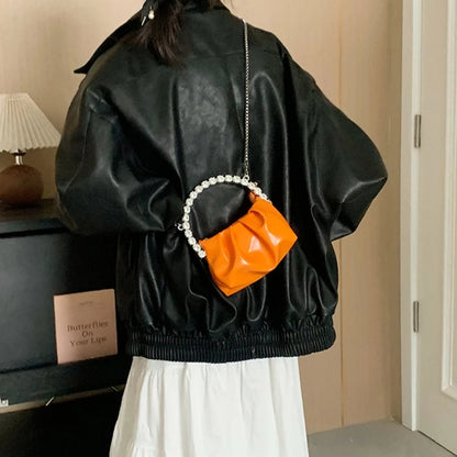 Fashion Pleated Shoulder Bags Mini Cellphone Bag Crossbody Bag Ruched Design Trendy Bag Versatile Travel Bag