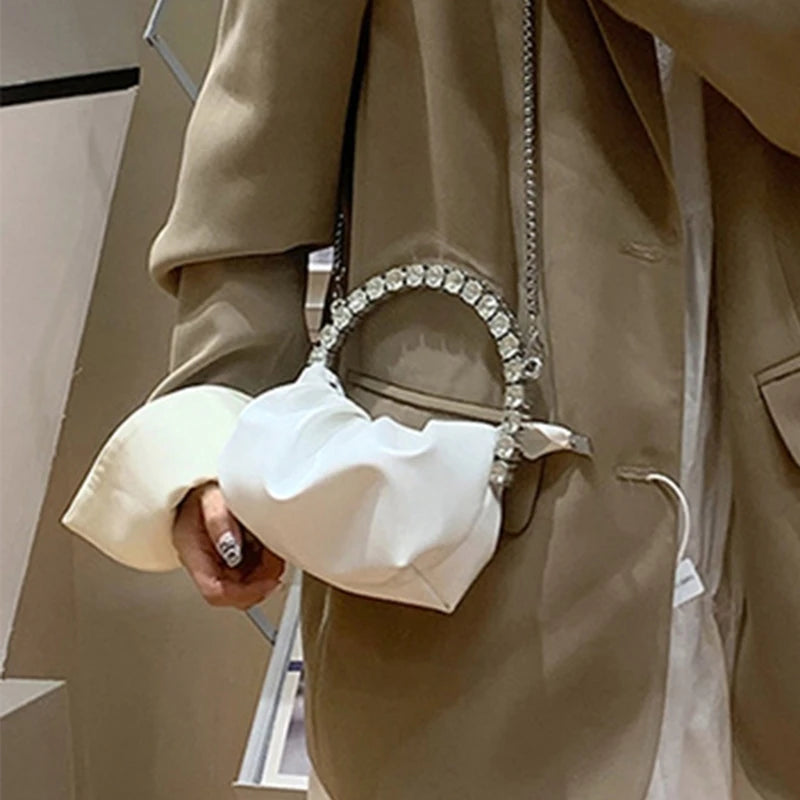Fashion Pleated Shoulder Bags Mini Cellphone Bag Crossbody Bag Ruched Design Trendy Bag Versatile Travel Bag