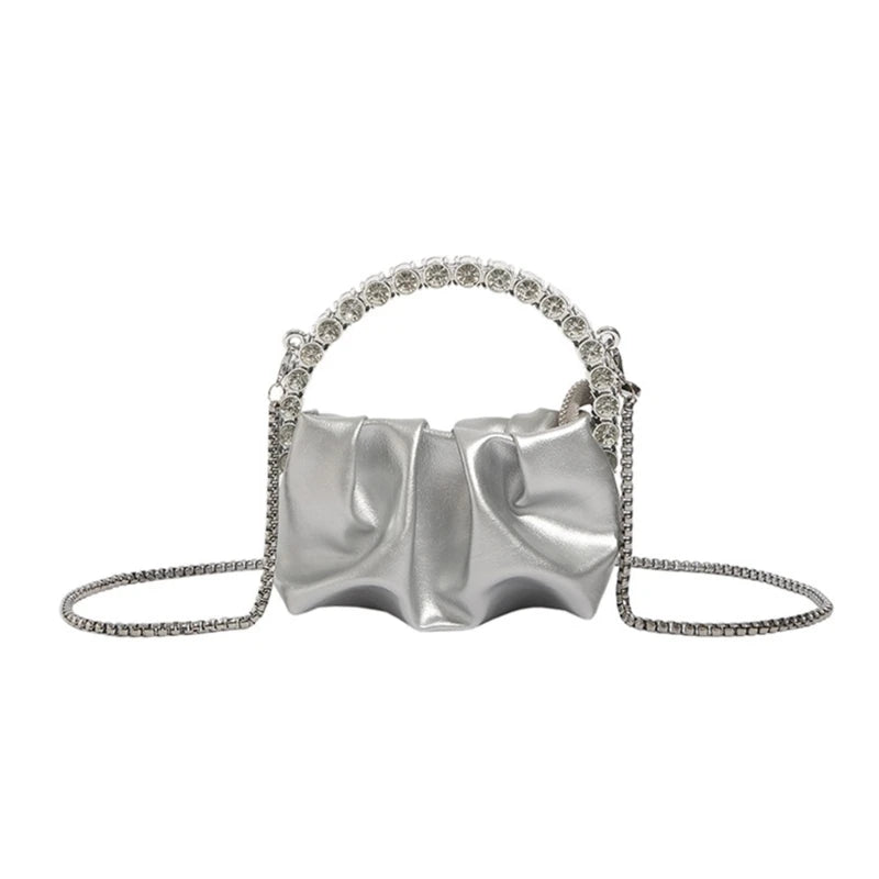 Fashion Pleated Shoulder Bags Mini Cellphone Bag Crossbody Bag Ruched Design Trendy Bag Versatile Travel Bag