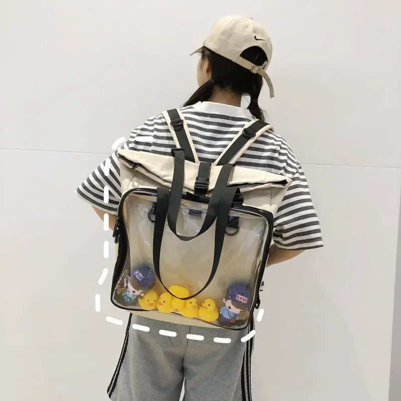 Fashion Preppy Style Unsex High-Capacity Backpacks Women Girl School Travel BookBags Laptop Clear Bags Itabags
