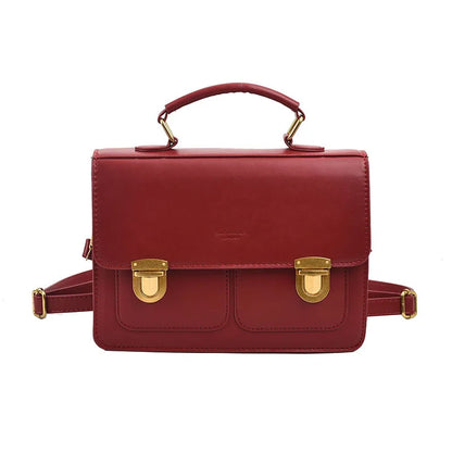 Fashion Preppy Style Women Grils Double Locks PU Backpacks Briefcases Students Colorful HandBags Shoulder Bags