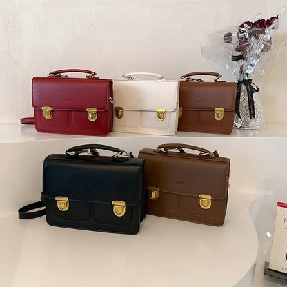 Fashion Preppy Style Women Grils Double Locks PU Backpacks Briefcases Students Colorful HandBags Shoulder Bags