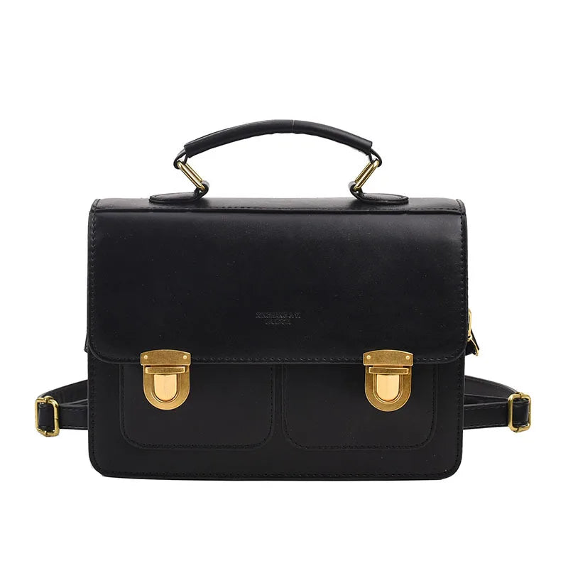 Fashion Preppy Style Women Grils Double Locks PU Backpacks Briefcases Students Colorful HandBags Shoulder Bags