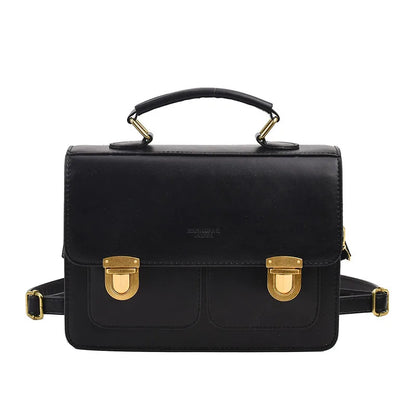 Fashion Preppy Style Women Grils Double Locks PU Backpacks Briefcases Students Colorful HandBags Shoulder Bags