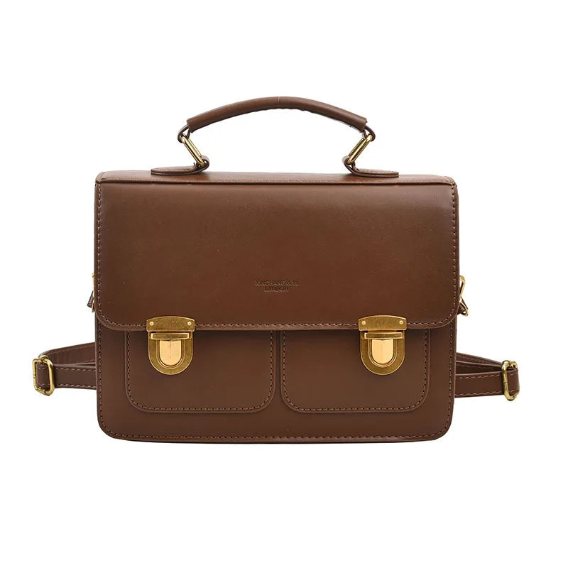 Fashion Preppy Style Women Grils Double Locks PU Backpacks Briefcases Students Colorful HandBags Shoulder Bags