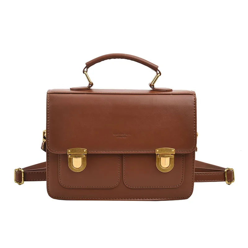 Fashion Preppy Style Women Grils Double Locks PU Backpacks Briefcases Students Colorful HandBags Shoulder Bags