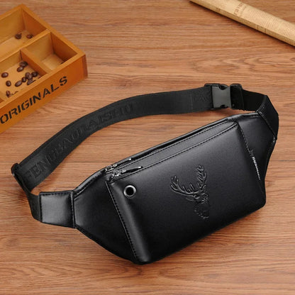 Fashion Printed Men's Waist s PU Leather Chest Large Capacity Fanny Pack Man Belt Pouch Business Shoulder Messenger Bag