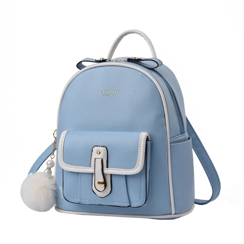 Fashion Pu Leather Women Backpacks Anti-thef School Bag College Girl Backpack Luxury Shoulder Travel Bags Female Bookbag