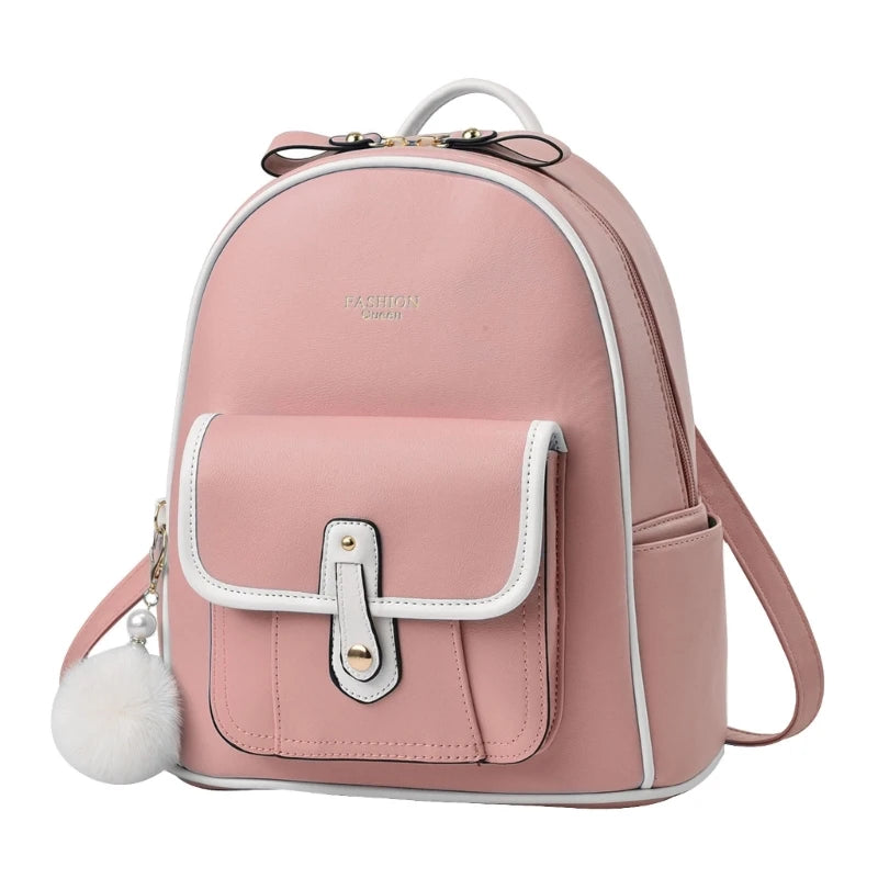 Fashion Pu Leather Women Backpacks Anti-thef School Bag College Girl Backpack Luxury Shoulder Travel Bags Female Bookbag