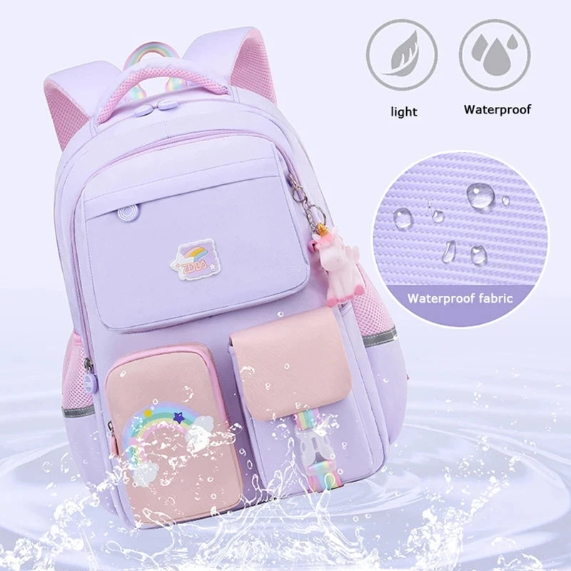 Fashion Rainbow Series School Bag For Teenagers Girls Children Waterproof Backpacks Kids Orthopedics Schoolbags Mochilas