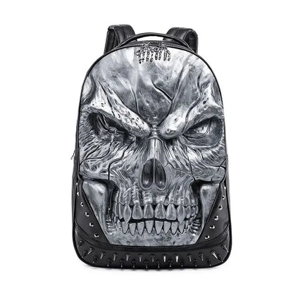 Fashion Relievo Skull Men Trend Leather Teenagers Travel Backpack School For Boys Large Capacity Male Laptop Bag