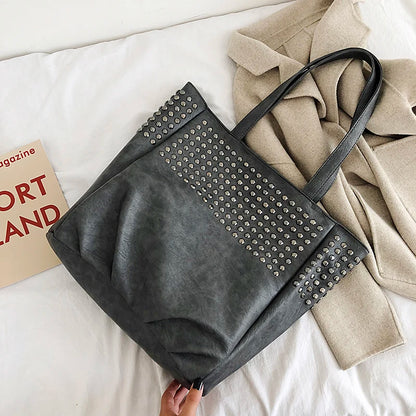 Fashion Rivet Shoulder Bags For Women Luxury Handbags Women Bags Designer Ladies Hand Bag Big Totes Top-handle Bags