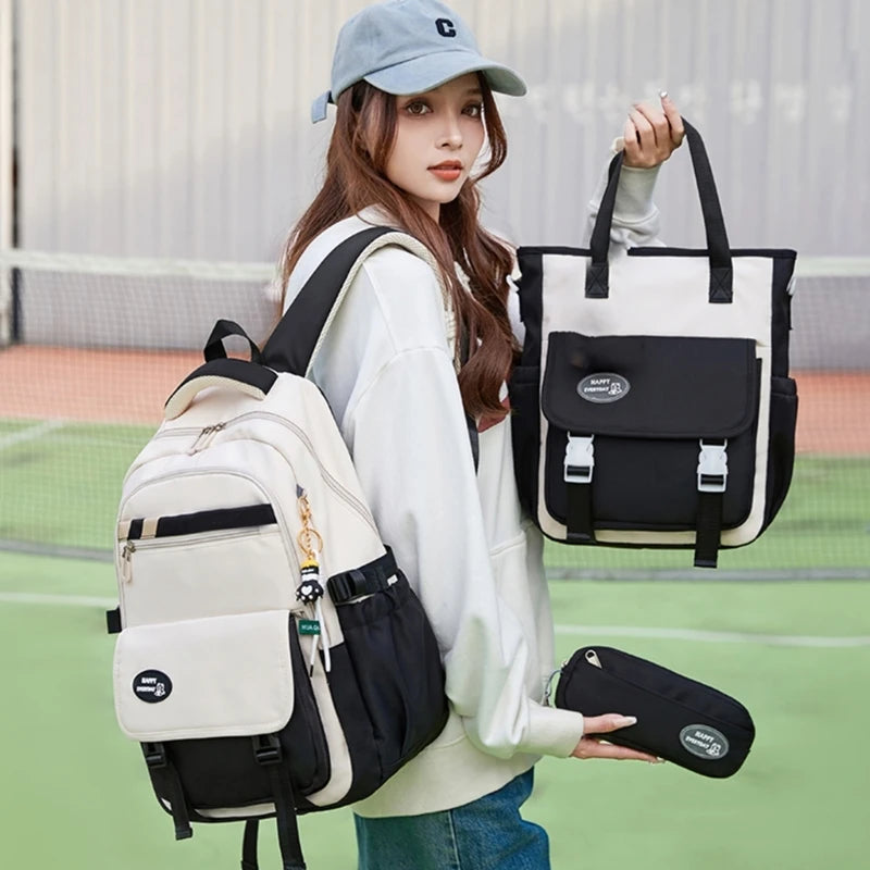 Fashion Rucksack Bookbags Versatile Backpack Back to School Bag Shoulder Bags Handbag Pencil Case Set for Girls Primary Students