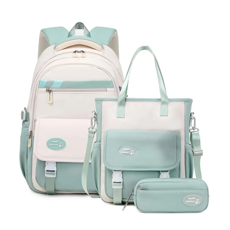 Fashion Rucksack Bookbags Versatile Backpack Back to School Bag Shoulder Bags Handbag Pencil Case Set for Girls Primary Students