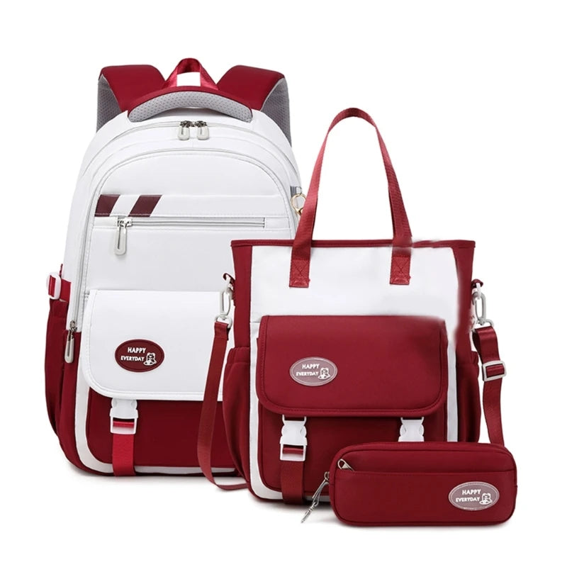 Fashion Rucksack Bookbags Versatile Backpack Back to School Bag Shoulder Bags Handbag Pencil Case Set for Girls Primary Students