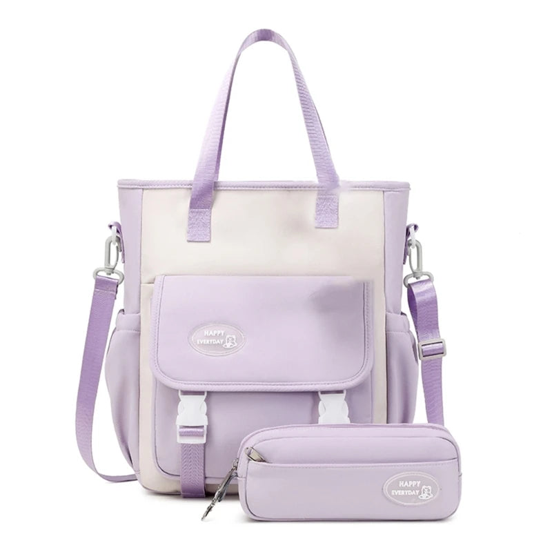 Fashion Rucksack Bookbags Versatile Backpack Back to School Bag Shoulder Bags Handbag Pencil Case Set for Girls Primary Students
