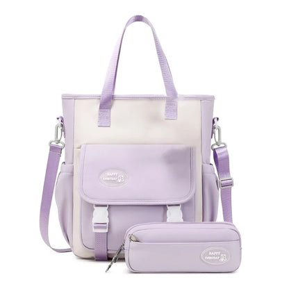 Fashion Rucksack Bookbags Versatile Backpack Back to School Bag Shoulder Bags Handbag Pencil Case Set for Girls Primary Students