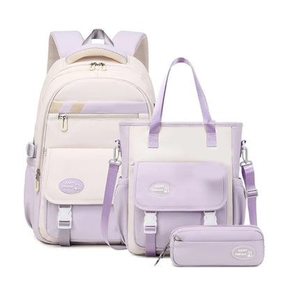Fashion Rucksack Bookbags Versatile Backpack Back to School Bag Shoulder Bags Handbag Pencil Case Set for Girls Primary Students