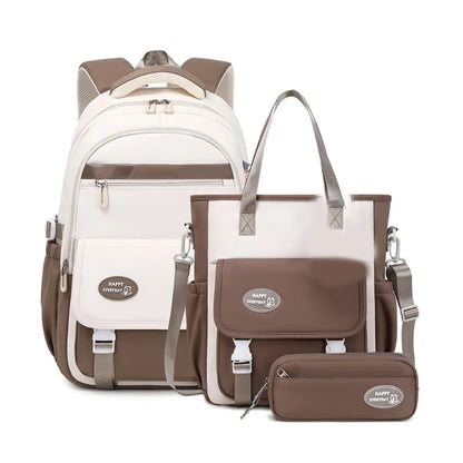 Fashion Rucksack Bookbags Versatile Backpack Back to School Bag Shoulder Bags Handbag Pencil Case Set for Girls Primary Students
