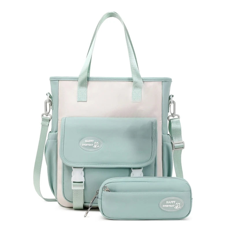 Fashion Rucksack Bookbags Versatile Backpack Back to School Bag Shoulder Bags Handbag Pencil Case Set for Girls Primary Students