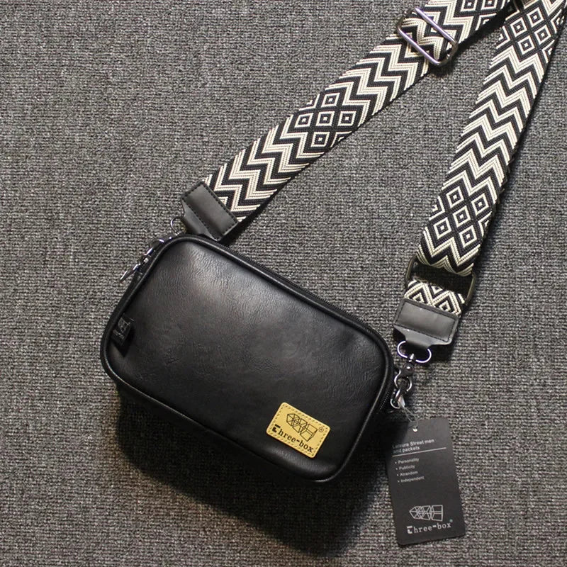 Fashion Simple Men's Crossbody Leather Strap Shoulder Korean Style Students Messenger Bag Casual Man Handbag
