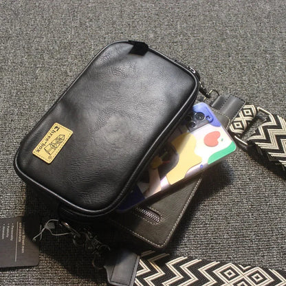 Fashion Simple Men's Crossbody Leather Strap Shoulder Korean Style Students Messenger Bag Casual Man Handbag