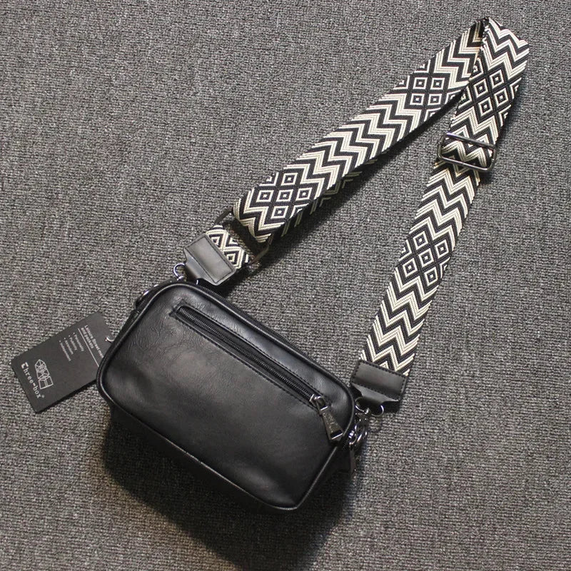 Fashion Simple Men's Crossbody Leather Strap Shoulder Korean Style Students Messenger Bag Casual Man Handbag