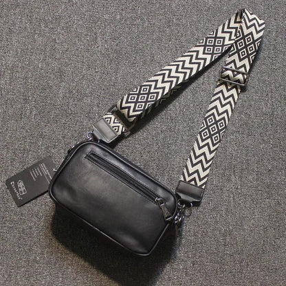 Fashion Simple Men's Crossbody Leather Strap Shoulder Korean Style Students Messenger Bag Casual Man Handbag
