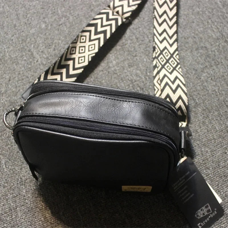 Fashion Simple Men's Crossbody Leather Strap Shoulder Korean Style Students Messenger Bag Casual Man Handbag