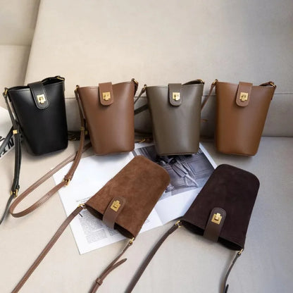 Fashion Simple Mini Bucket Bags All-match Solid Color Single Shoulder Crossbody Handbags Female 2024 New Versatile Purses Clutch