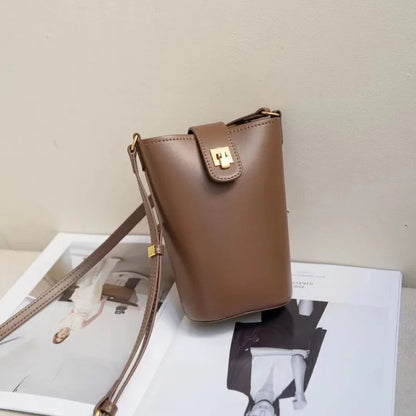Fashion Simple Mini Bucket Bags All-match Solid Color Single Shoulder Crossbody Handbags Female 2024 New Versatile Purses Clutch