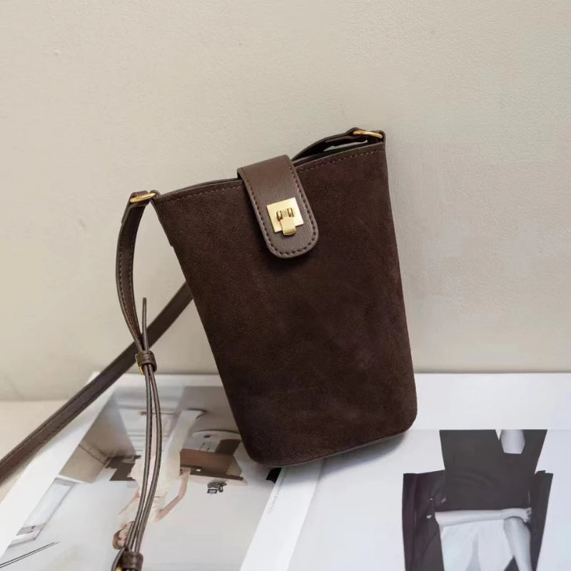 Fashion Simple Mini Bucket Bags All-match Solid Color Single Shoulder Crossbody Handbags Female 2024 New Versatile Purses Clutch