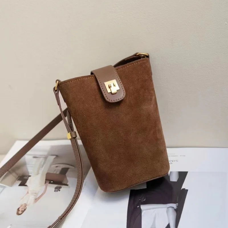 Fashion Simple Mini Bucket Bags All-match Solid Color Single Shoulder Crossbody Handbags Female 2024 New Versatile Purses Clutch