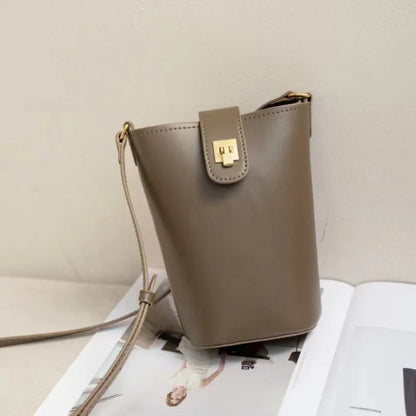 Fashion Simple Mini Bucket Bags All-match Solid Color Single Shoulder Crossbody Handbags Female 2024 New Versatile Purses Clutch