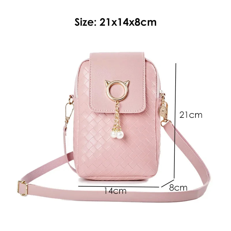 Fashion Simple Phone Bag Crossbody Women Shoulder Bags Messenger 2023 Trend Brown Hand Bag for Lady Girls Mini Flap Mobile Bolso