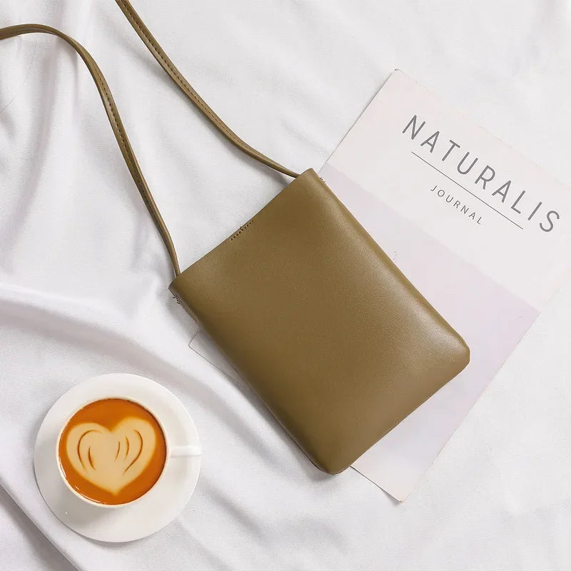 Fashion Simple Phone Bag Crossbody Women Shoulder Bags Messenger 2023 Trend Brown Hand Bag for Lady Girls Mini Flap Mobile Bolso