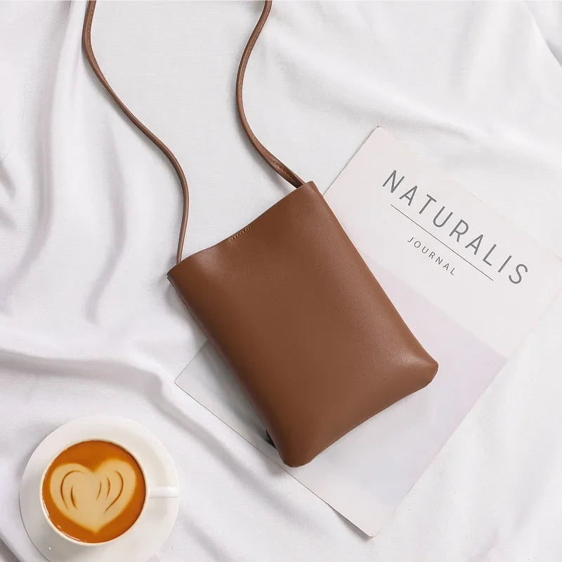 Fashion Simple Phone Bag Crossbody Women Shoulder Bags Messenger 2023 Trend Brown Hand Bag for Lady Girls Mini Flap Mobile Bolso
