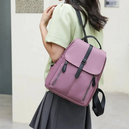 Fashion Simple Women's Large Capacity College Students School Bag For Girls Casual Solid Color Feminina Travel Backpack