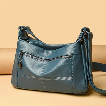 Fashion Soft Genuine Leather Shoulder Bag for Women Multi-Compartment 2023 Female Luxury Cow Leather Handbag Small Crossbody Bag