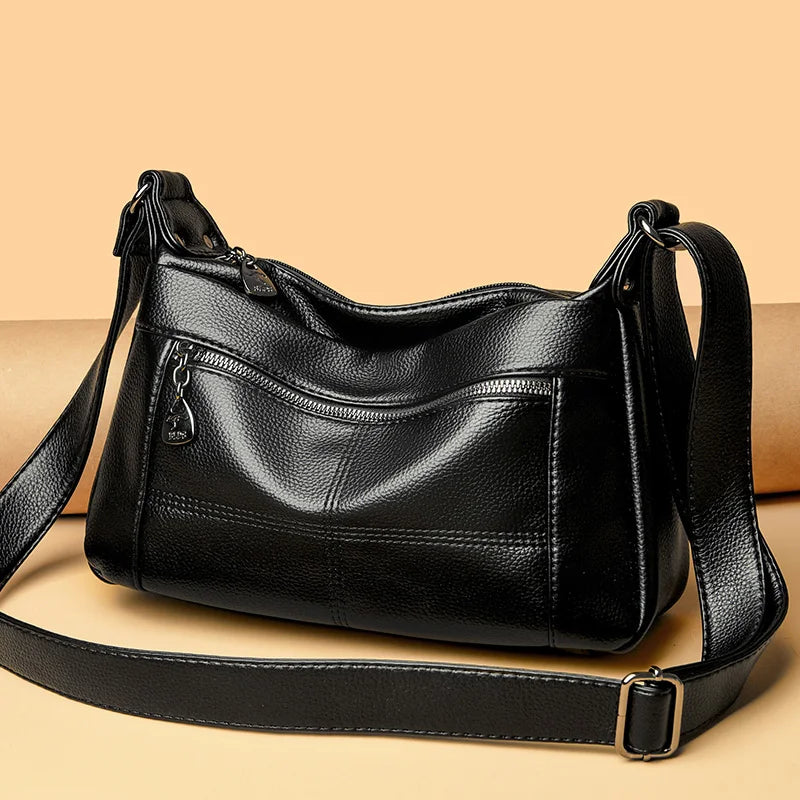Fashion Soft Genuine Leather Shoulder Bag for Women Multi-Compartment 2023 Female Luxury Cow Leather Handbag Small Crossbody Bag