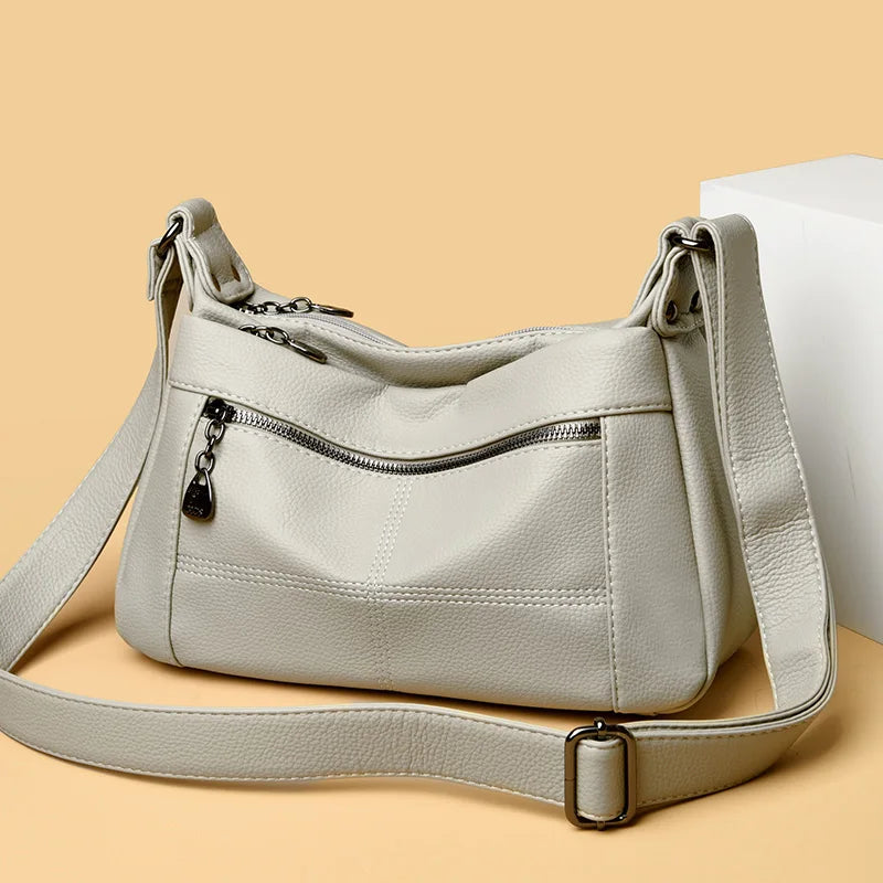 Fashion Soft Genuine Leather Shoulder Bag for Women Multi-Compartment 2023 Female Luxury Cow Leather Handbag Small Crossbody Bag
