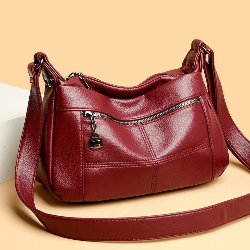 Fashion Soft Genuine Leather Shoulder Bag for Women Multi-Compartment 2023 Female Luxury Cow Leather Handbag Small Crossbody Bag